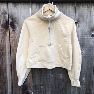 Lululemon athletica oversized scuba half Zip beige pullover cropped sweater xs/s